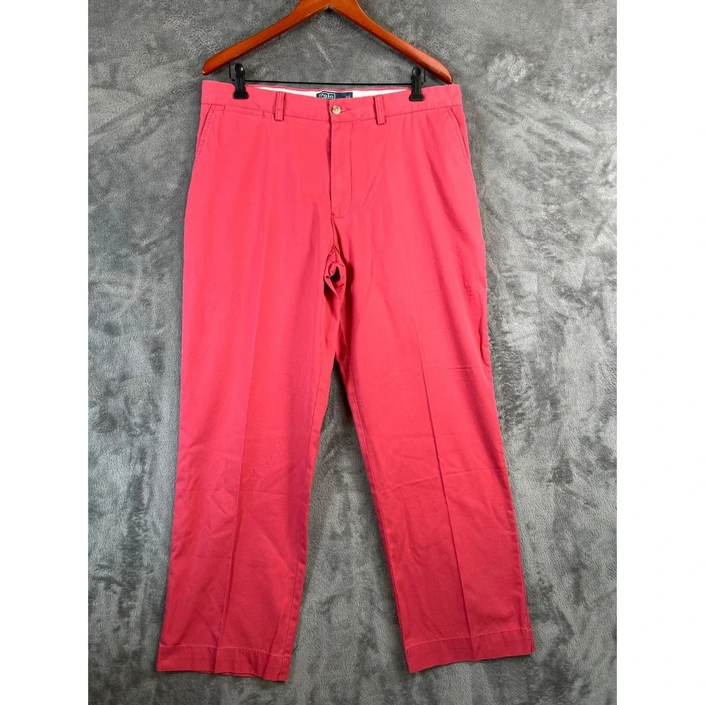 VINTAGE Ralph Lauren Polo Pants Mens 35X30 Pink Chino Nantucket Trousers Classic